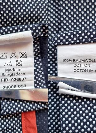 Брендовая топовая базовая синяя мужская хлопковая рубашка в горошек горох м m bernd...