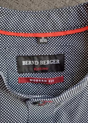 Брендовая топовая базовая синяя мужская хлопковая рубашка в горошек горох м m bernd...