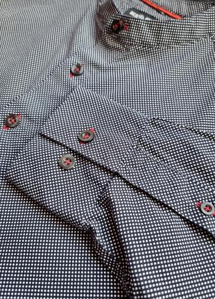 Брендовая топовая базовая синяя мужская хлопковая рубашка в горошек горох м m bernd...