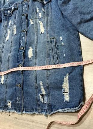 Стильная удлинённая джинсовая куртка на меху7 фото