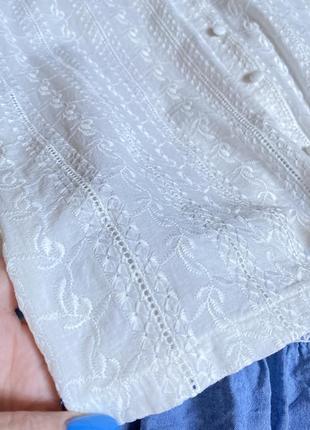 Блуза белая вышиванка женская хлопковая белая завязывается george-m,l2 фото