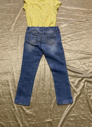 Стилевые джинсы скинни со стразами denim&co на 4-5 лет в поясе есть утяжка4 фото