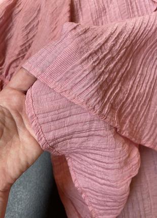 Блуза оверсайз удлиненная f&f туника летняя пляжная на отдых нежно розового цвета4 фото