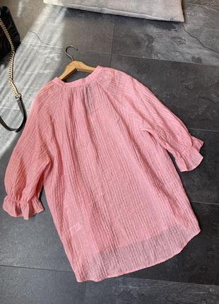Блуза оверсайз удлиненная f&f туника летняя пляжная на отдых нежно розового цвета3 фото