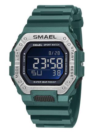 Спортивные тактические часы smael 8059 green-silver противоударные водостойкие
