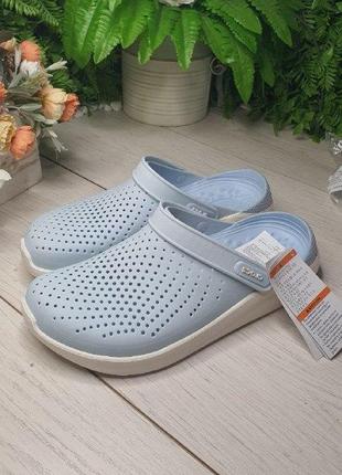 Кроксы женские сабо кроксы crocs literide clog mineral blue/white голубые, жіночі крокси голубі сабо