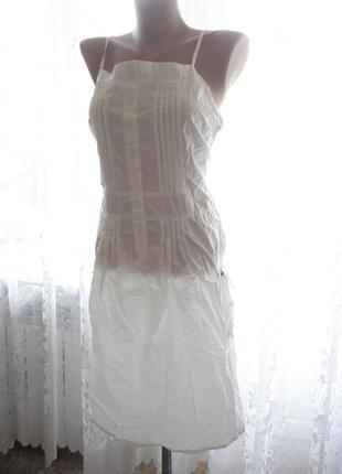 Белое платье коттон р.14  (ог 100, т.90, б.112, дл.100)1 фото