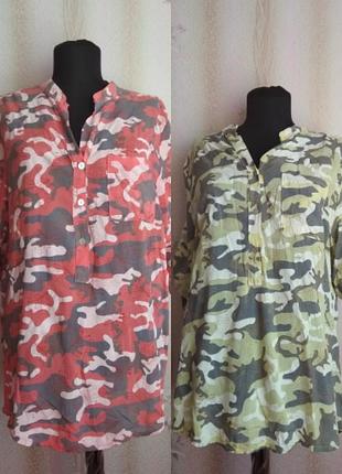 Туника блуза милитари свободный крой р 48-50 италия плюс сайз