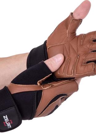 Перчатки для фитнеса и тяжелой атлетики кожаные
