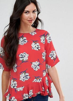 Яркая блуза с рюшами / воланы / цветочный принт / блузка / футболка на завязке1 фото