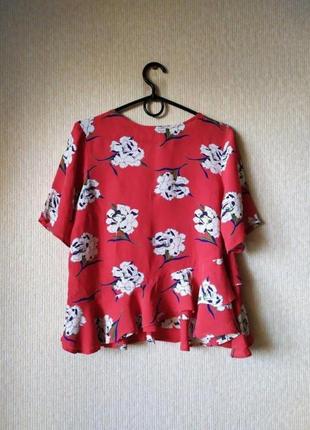 Яркая блуза с рюшами / воланы / цветочный принт / блузка / футболка на завязке3 фото