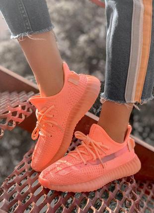 Ярко коралловые кроссовки adidas с неоном (весна-лето-осень)😍
