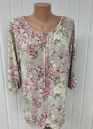 Блузка квітковий принт рукав 3/4