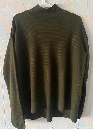 Тонкий свитерик с горлом оверсайз хаки