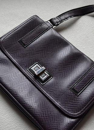 Маленькая трендовая ретро искусственная кожа сумка принт фиолетовая змеиная кожа лаковая