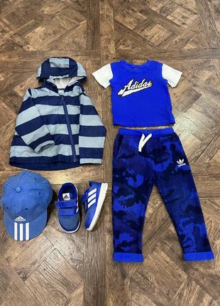 Комплект adidas: костюм, кепка, кросівки, вітровка, на 2-3 роки, зріст 92-98 см