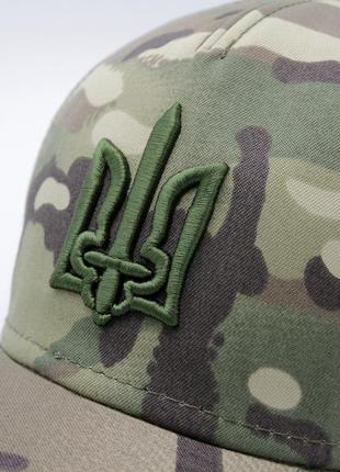 Бейсболка патріотична герб україни з мечем олива, кепка на літо унісекс, бейс з тризуб (56р) мультикам5 фото