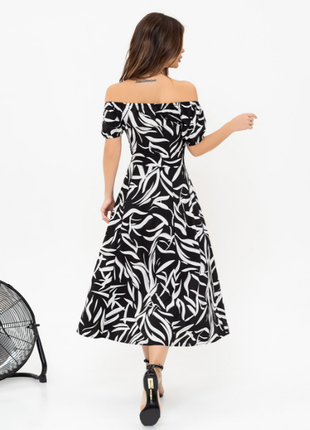 Принтованное платье миди в ретро стиле с разрезом легкие 2 цвета3 фото