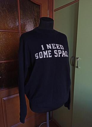 Тонкий свитер с надписью, темно-синий цвет, свитшот5 фото