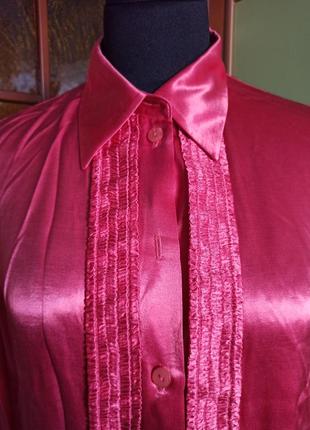 Атласная розовая блузка2 фото