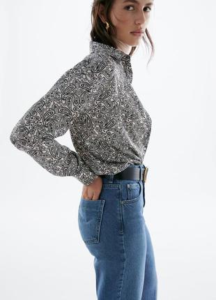 Zara сатиновая рубашка пейсли в стиле оверсайз из новых коллекций /7346/
