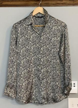 Zara сатиновая рубашка пейсли в стиле оверсайз из новых коллекций /7346/6 фото