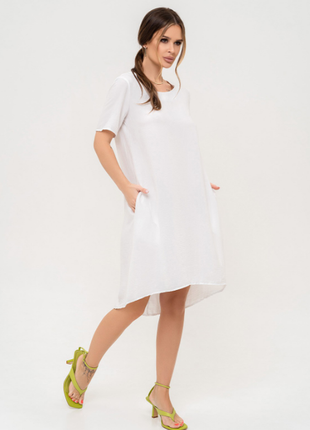 Легке вільне асиметричне плаття-балон ділове по коліно 5 кольорів2 фото