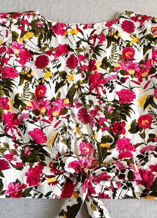 Primark коттоновый натуральный топ в цветы блуза4 фото