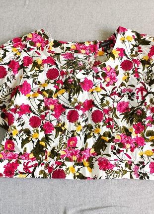 Primark коттоновый натуральный топ в цветы блуза2 фото