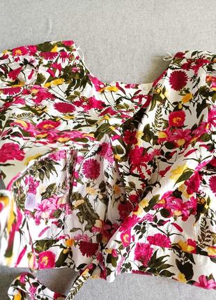 Primark коттоновый натуральный топ в цветы блуза5 фото