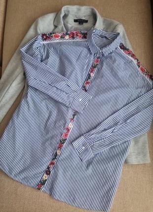 Рубашка в полоску stradivarius с вышивкой1 фото