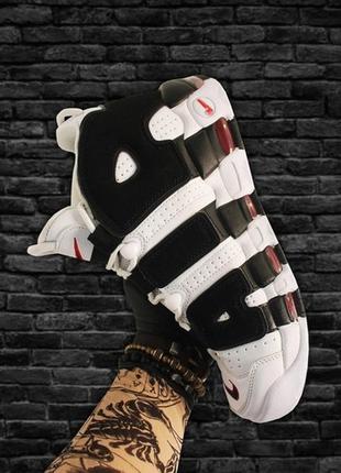 Мужские кроссовки  из нубука nike air more uptempo bordo. рефлектив.