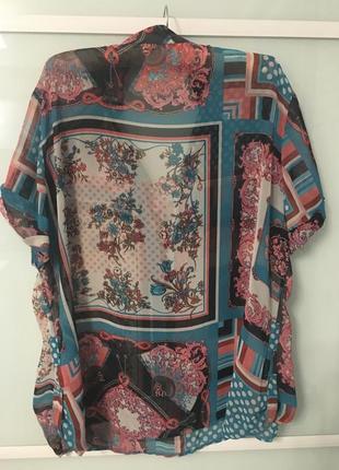Рубашка блузка туника в стиле hermes шифон оверсайз 16 - 18 - 20 р. большой размер2 фото