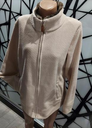 Флисовая куртка marks & spenser из структурной ткани молочного цвета  48-52