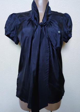 Шовкова блуза в кольорі navy албанія /6225/
