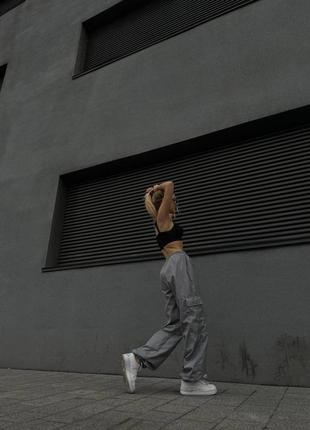 Сірі штани карго оверсайз 42-46 з плащівки