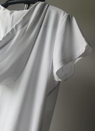 Біла спортивна бавовняна футболка з капюшоном6 фото