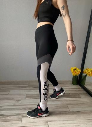Лосины леггинсы женские адидас черные серые для спорта спортивные adidas3 фото