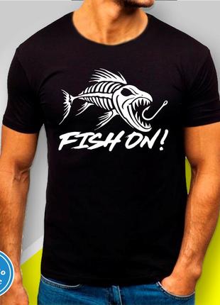 Футболка з принтом для рибалок "fish on"