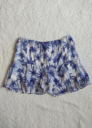 Мини юбка с шортами летний принт пальмы
