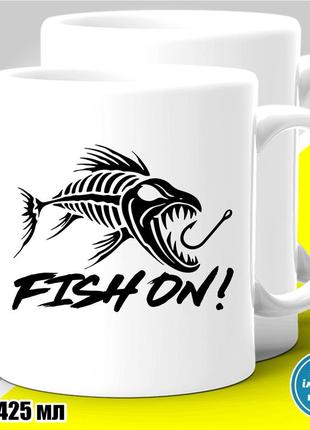 Кружка с принтом рыбалка "fish on"