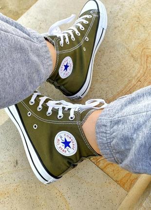 Жіночі кеди converse хакі, сезон весна-осінь8 фото