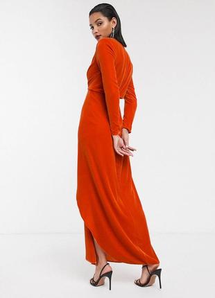 Оксамитове плаття максі з розрізом збоку і глибоким вирізом asos edition2 фото