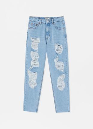 Джинси з розрізами mom fit pull&bear оригінал р.42