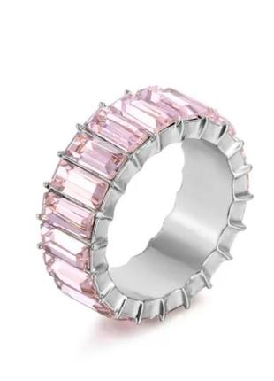 Кольцо женское розовые камни