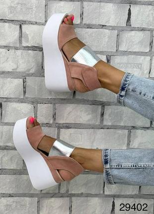 Босоніжки натуральна замша на платформі