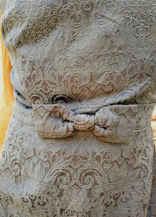 Елегантне плаття в візерунок міді з бантом в стилі ретро3 фото