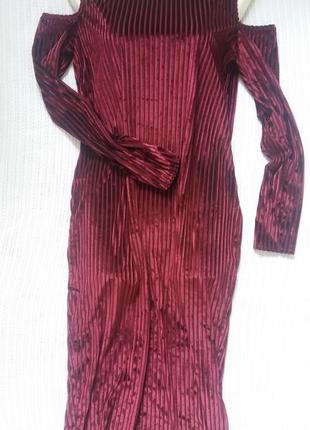 Вечернее платье с оголенными плечами,цвет марсала2 фото