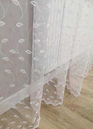 Тюль вышивка листик высота 280 см турция