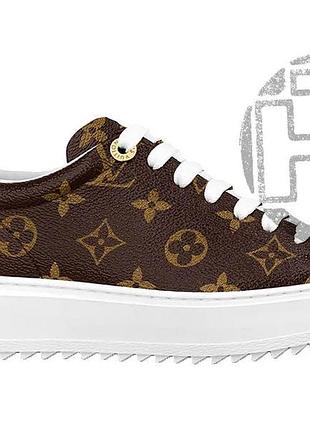 Женские кроссовки louis vuitton time out monogram cacao brown white 1a8fjr